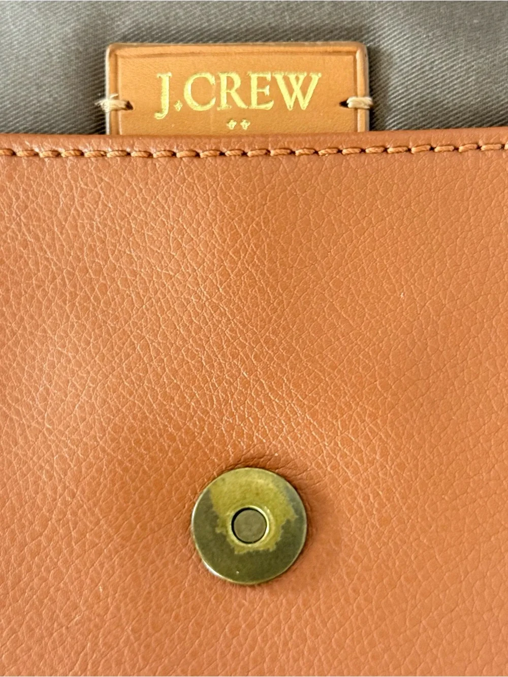 J.Crew Leather Crossbody Clutch Cognac Brown Chain Strap Envelope Bag - Picture 9 of 12